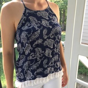 Navy Bandana Print Tank Top